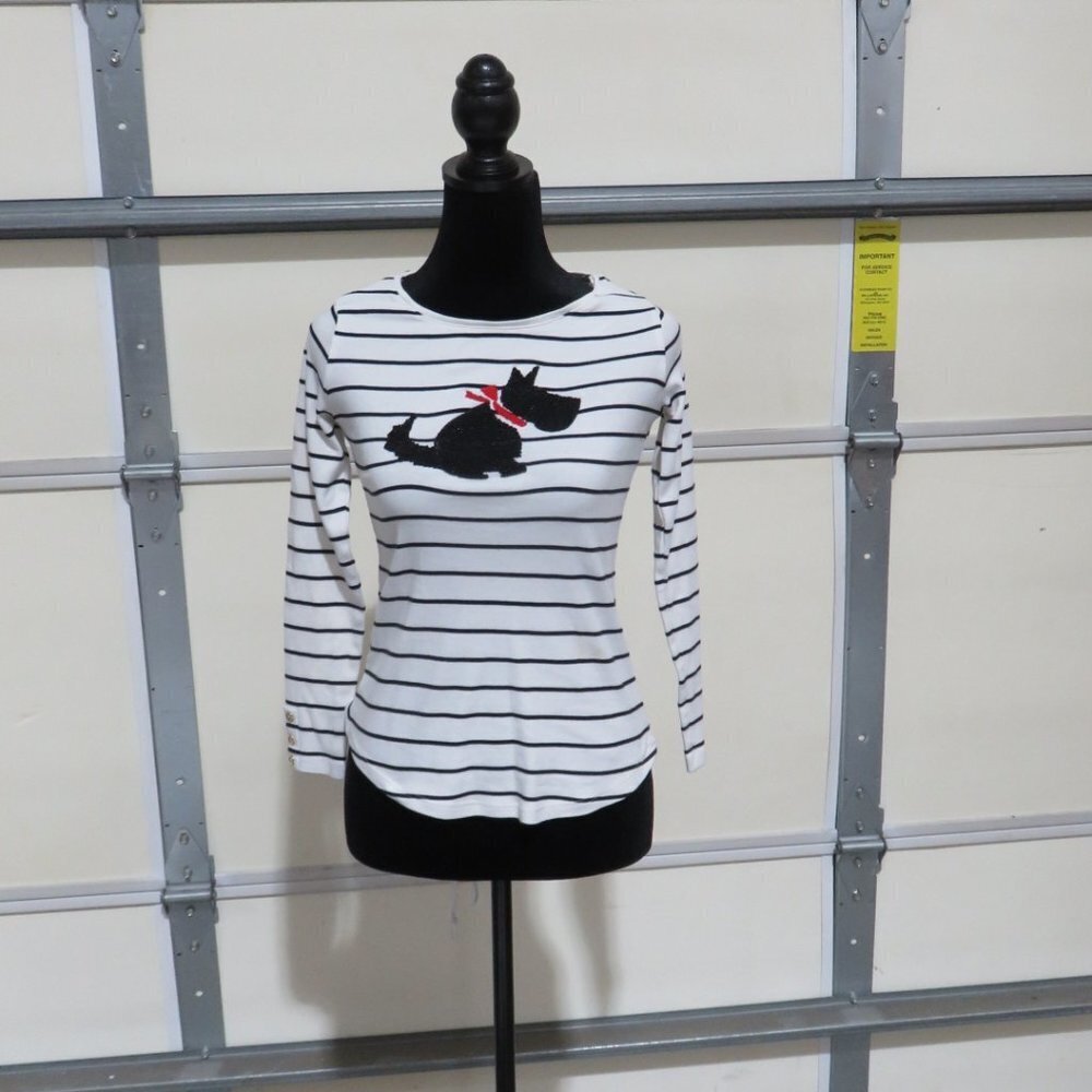 BOGO Charter Club Women Striped Beaded Scotty Dog Whimsey Fashion Macy's